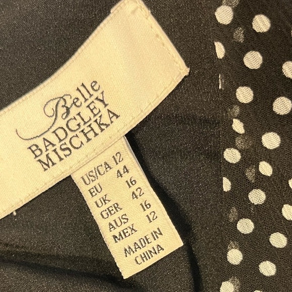 Badgley Mischka black white polka dot dress size 12 - Picture 3 of 3
